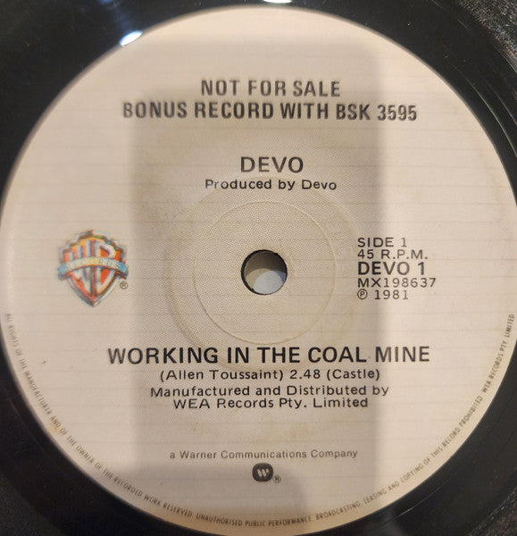 Devo : Working In The Coal Mine (7", Single, Promo)