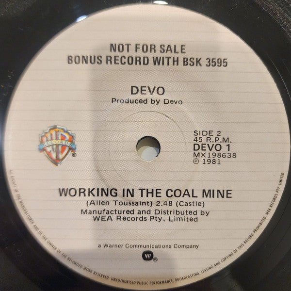 Devo : Working In The Coal Mine (7", Single, Promo)