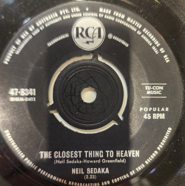 Neil Sedaka : The Closest Thing To Heaven (7", Single)