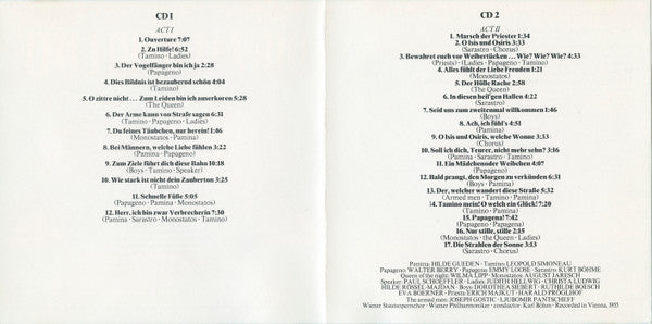 Wolfgang Amadeus Mozart, Hilde Güden, Wilma Lipp, Leopold Simoneau, Walter Berry, Kurt Böhme, Wiener Philharmoniker, Karl Böhm : Die Zauberflöte (2xCD)
