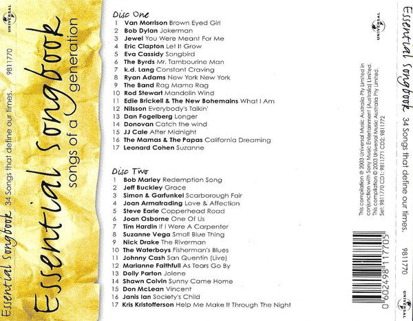 Various : Essential Songbook - Songs Of A Generation (2xCD, Comp)