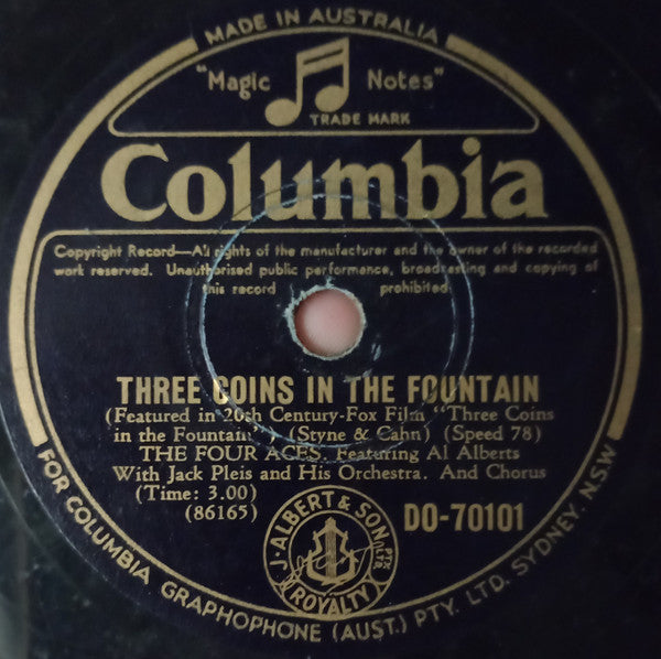 The Four Aces : Three Coins In The Fountain / Wedding Bells (Are Breaking Up That Old Gang Of Mine) (Shellac, 10")