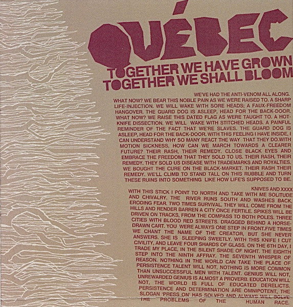 Québec : Together We Have Grown, Together We Shall Bloom (CD, EP)