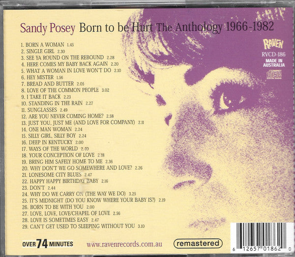 Sandy Posey : Born To Be Hurt: The Anthology 1966-1982 (CD, Comp)