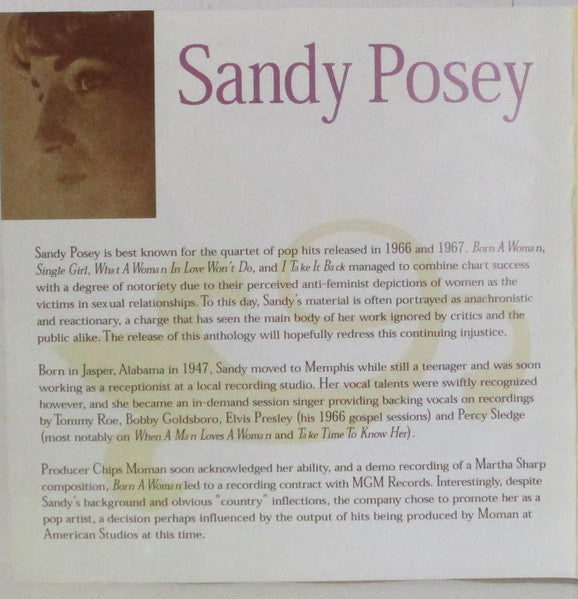 Sandy Posey : Born To Be Hurt: The Anthology 1966-1982 (CD, Comp)