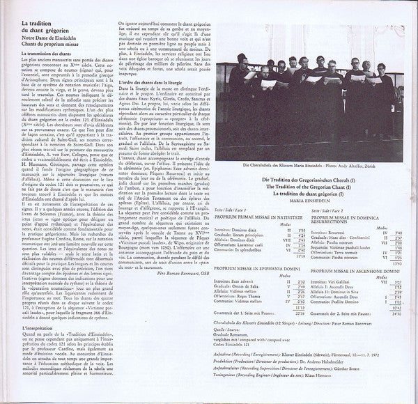 Choralschola Maria Einsiedeln*, Pater Roman Bannwart : Gregorianischer Choral - Benediktinerkloster Maria Einsiedeln (LP, Gat)