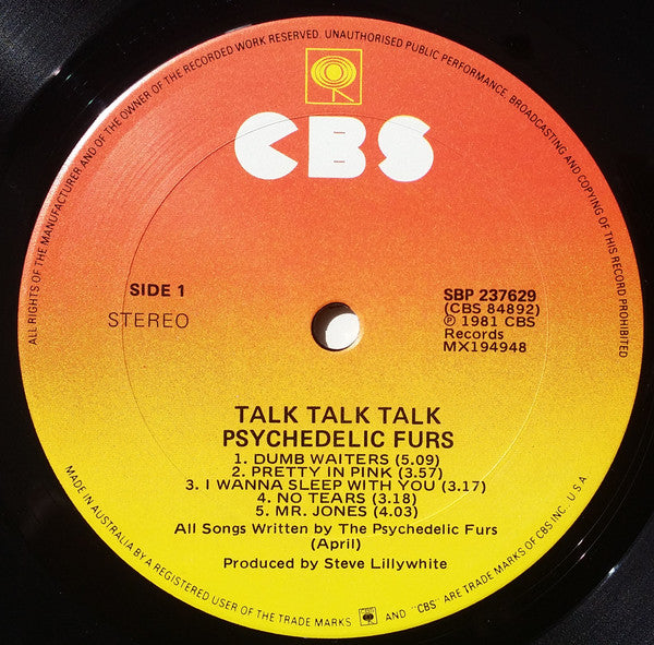 The Psychedelic Furs : Talk Talk Talk (LP, Album)