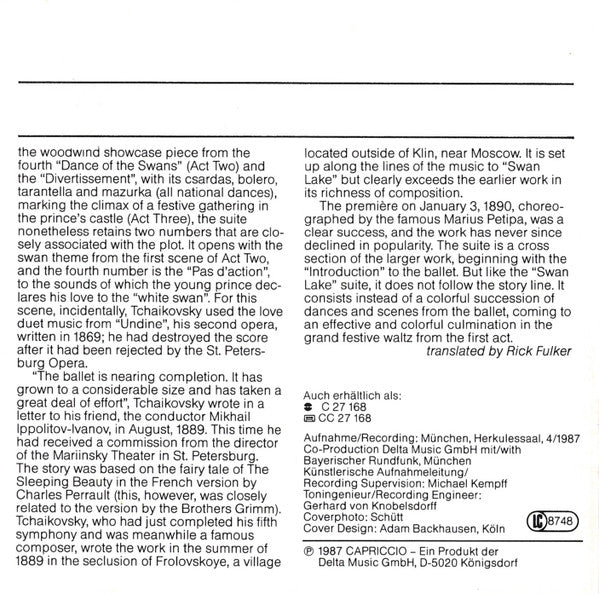 Pyotr Ilyich Tchaikovsky : Balettsuiten = Ballet Suites / Schwanensee = Swan Lake · Dornröschen = The Sleeping Beauty (CD)