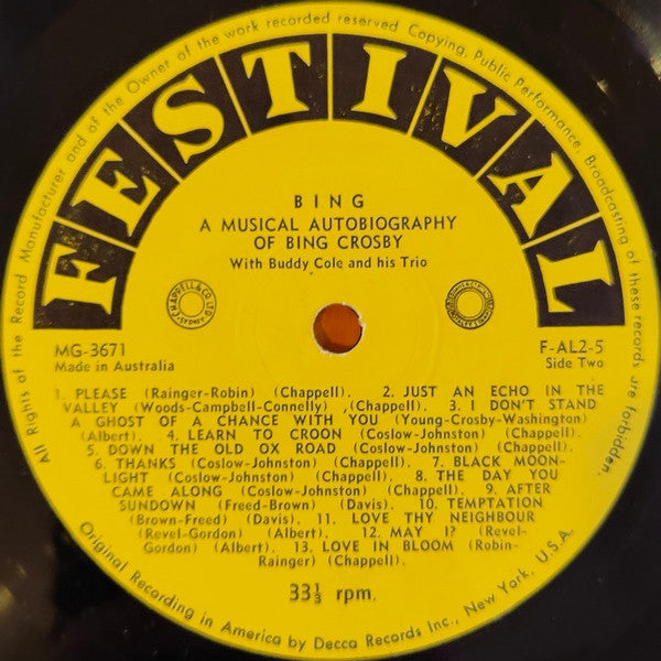 Bing Crosby : Bing (A Musical Autobiography Of Bing Crosby) (5xLP, Album, Mono + Box, Comp, Ltd)