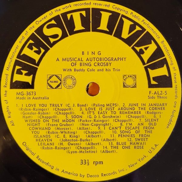 Bing Crosby : Bing (A Musical Autobiography Of Bing Crosby) (5xLP, Album, Mono + Box, Comp, Ltd)