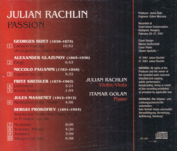 Julian Rachlin, Itamar Golan : Passion (CD, Album)