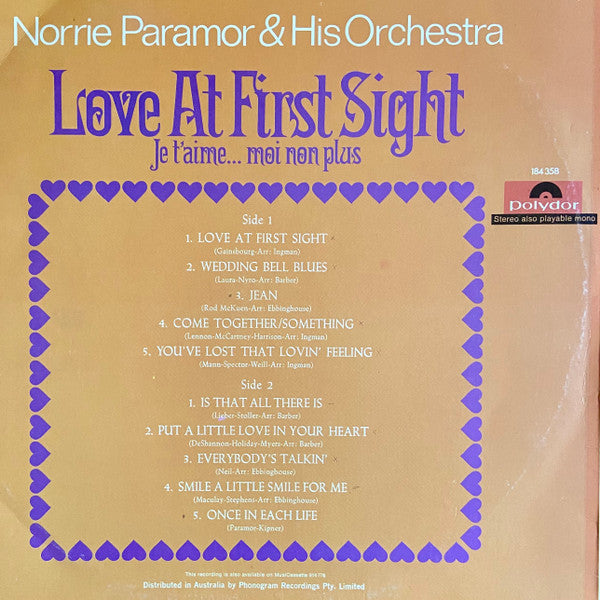 Norrie Paramor And His Orchestra : Love At First Sight (LP)