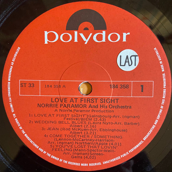 Norrie Paramor And His Orchestra : Love At First Sight (LP)
