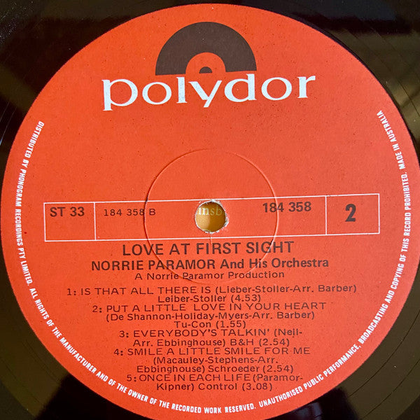 Norrie Paramor And His Orchestra : Love At First Sight (LP)