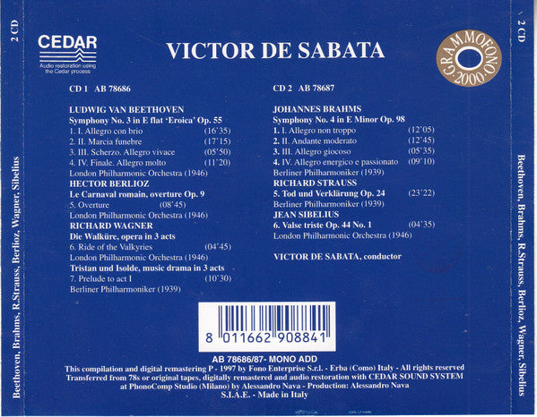 Victor De Sabata, Beethoven*, Brahms*, Strauss*, Berlioz*, Wagner*, Sibelius* : Recordings: 1939 & 1946 (2xCD, Comp, Mono, RM)