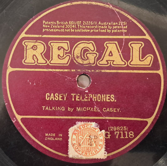 Michael Casey (2) : Casey Telephones / Casey's Description Of His Fight  (Shellac, 10")