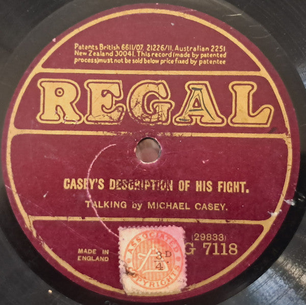Michael Casey (2) : Casey Telephones / Casey's Description Of His Fight  (Shellac, 10")