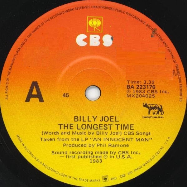 Billy Joel : The Longest Time (7", Single)