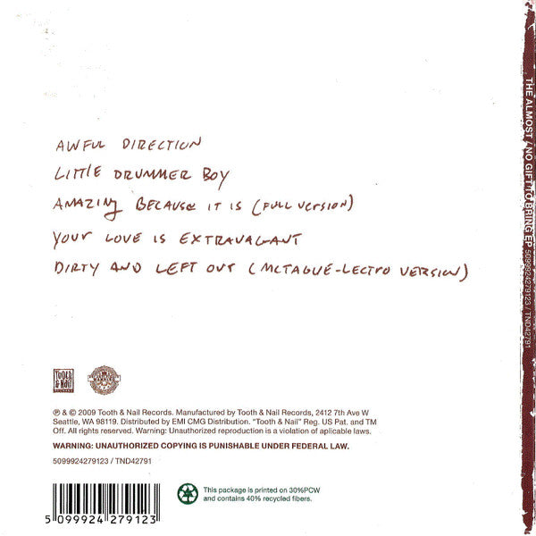 The Almost : No Gift To Bring (CD, EP, Fol)
