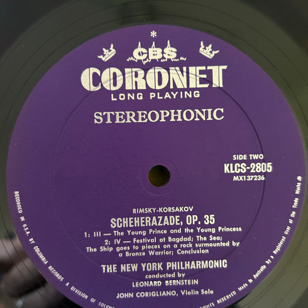 Rimsky-Korsakov* / New York Philharmonic, Leonard Bernstein : Scheherazade (LP)