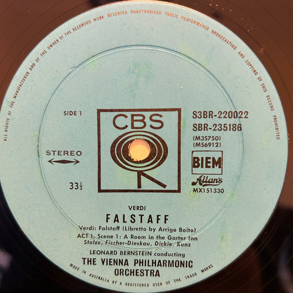 Giuseppe Verdi, Wiener Philharmoniker, Chor Der Wiener Staatsoper*, Leonard Bernstein : Falstaff (Box + 3xLP)