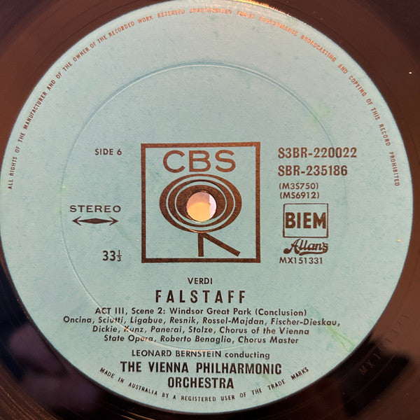Giuseppe Verdi, Wiener Philharmoniker, Chor Der Wiener Staatsoper*, Leonard Bernstein : Falstaff (Box + 3xLP)