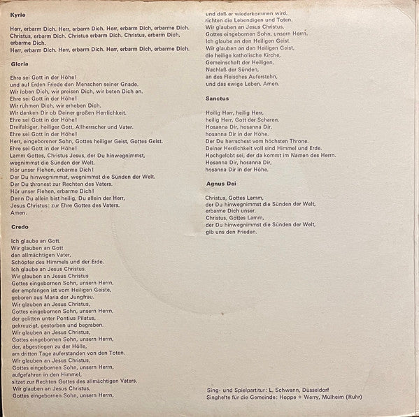 Various : Erste Duisburger Messe Für Combo, Schola Und Gemeinde (7", EP)