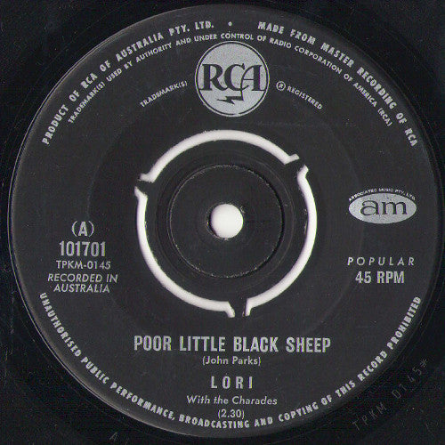 Lori Balmer with The Charades (3) : Poor Little Black Sheep / If I Knew You Were Comin' I'd've Baked A Cake (7", Single)