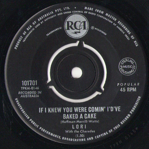 Lori Balmer with The Charades (3) : Poor Little Black Sheep / If I Knew You Were Comin' I'd've Baked A Cake (7", Single)