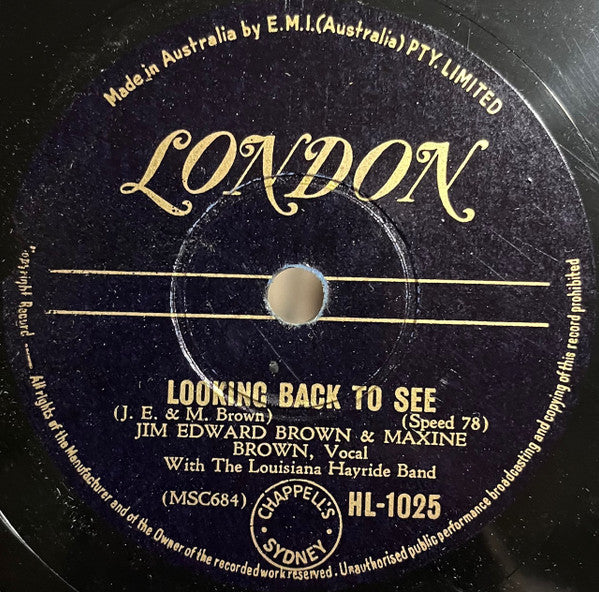 Jim Edward Brown* And Maxine Brown (2) : Looking Back To See / Rio De Janeiro (Shellac, 10")
