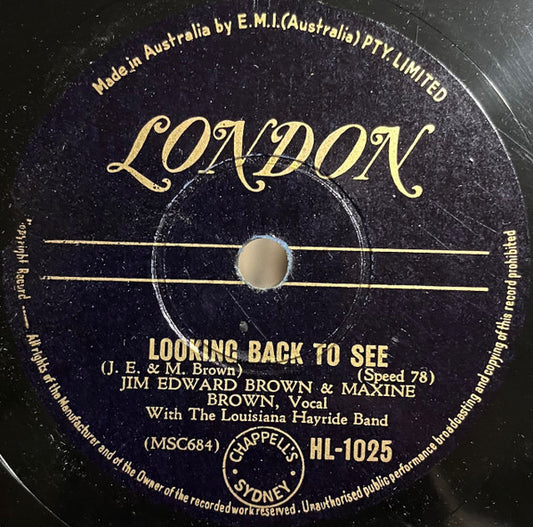 Jim Edward Brown* And Maxine Brown (2) : Looking Back To See / Rio De Janeiro (Shellac, 10")