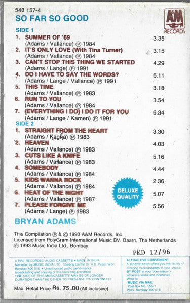 Bryan Adams : So Far So Good (Cass, Comp, RE, Cla)