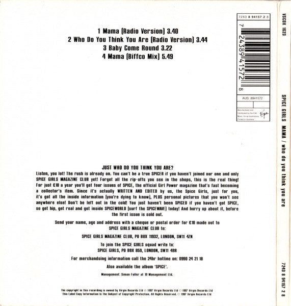 Spice Girls : Mama / Who Do You Think You Are (CD, Single)