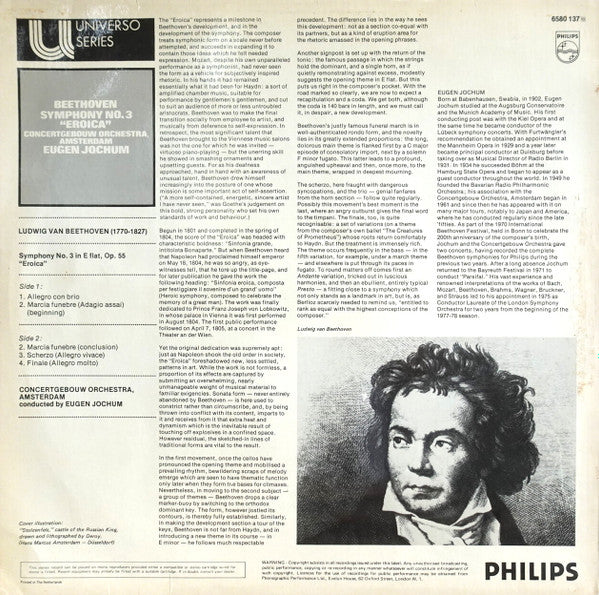 Concertgebouworkest, Eugen Jochum : Beethoven Symphony No. 3 - "Eroica" (LP, Album, RE)