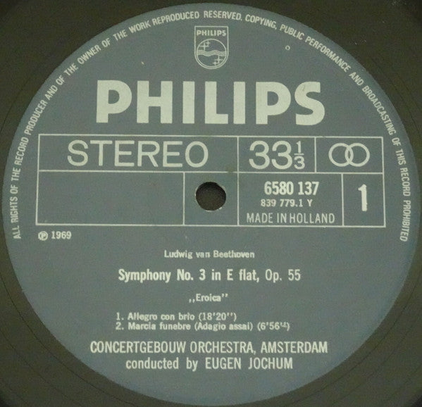 Concertgebouworkest, Eugen Jochum : Beethoven Symphony No. 3 - "Eroica" (LP, Album, RE)