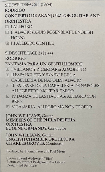 John Williams (7) : Rodrigo: Concierto De Aranjuez (Cass, Comp, Dol)