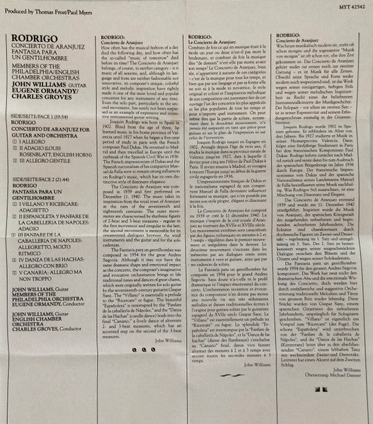 John Williams (7) : Rodrigo: Concierto De Aranjuez (Cass, Comp, Dol)