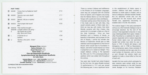 Handel* - Margaret Price · Hanna Schwarz · Stuart Burrows · Simon Estes - Chor Des Bayerischen Rundfunks · Symphonie-Orchester Des Bayerischen Rundfunks, Sir Colin Davis : Messiah (2xCD, RE)