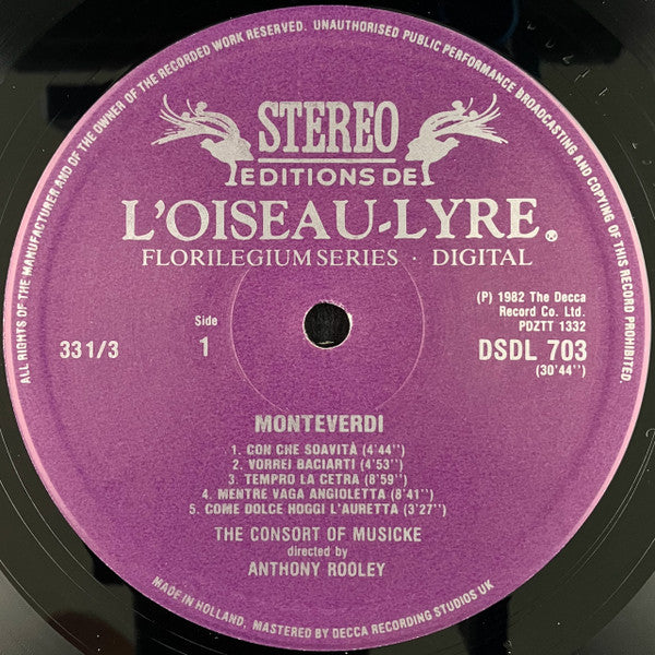 Monteverdi*, The Consort of Musicke, Anthony Rooley : Madrigali Erotici (LP)