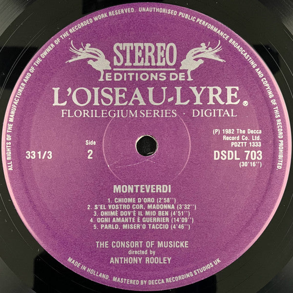 Monteverdi*, The Consort of Musicke, Anthony Rooley : Madrigali Erotici (LP)