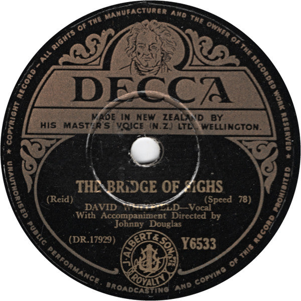 David Whitfield : The Bridge Of Sighs / Rags To Riches (Shellac, 10")