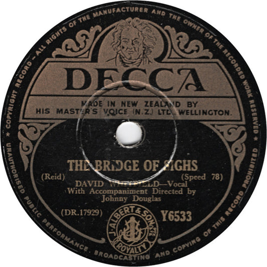 David Whitfield : The Bridge Of Sighs / Rags To Riches (Shellac, 10")