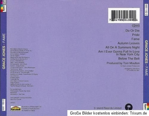 Grace Jones : Fame (CD, Album, P/Mixed, RE)