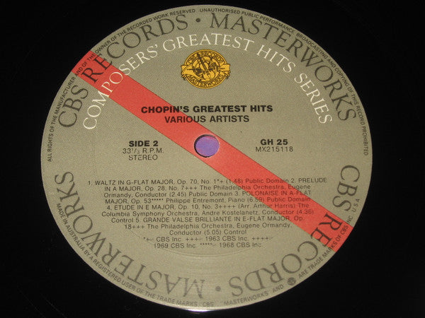 Philippe Entremont, Philadelphia Orchestra*, Eugene Ormandy, Andre Kostelanetz*, New York Philharmonic : Chopin Greatest Hits (LP, Comp, RE, RM)