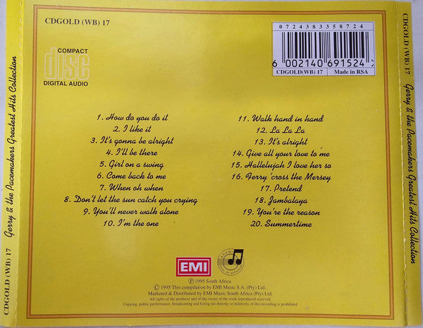 Gerry & The Pacemakers : Gold - Greatest Hits Collection  (CD, Comp)