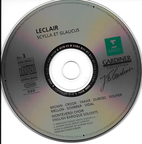 Leclair*, Brown*, Yakar*, Crook*, Monteverdi Choir*, English Baroque Soloists*, Gardiner* : Scylla Et Glaucus (3xCD, Album, RE)