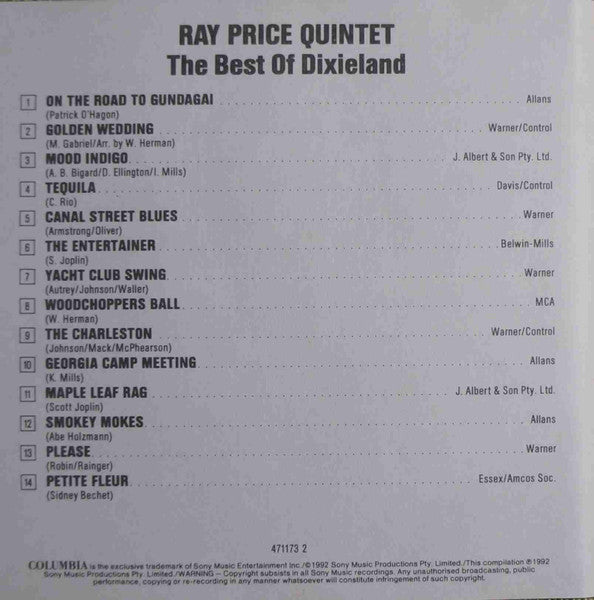 The Ray Price Qintet : The Best Of Dixieland (CD, Album)