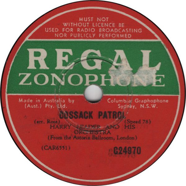 Harry Leader And His Orchestra : Cossack Patrol / Southpaw Special (Shellac, 10")