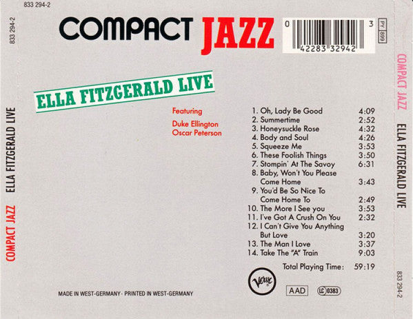 Ella Fitzgerald : Ella Fitzgerald Live! (CD, Comp, RM)