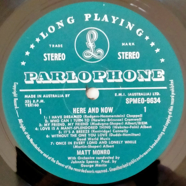 Matt Monro : Here And Now (LP, Album)